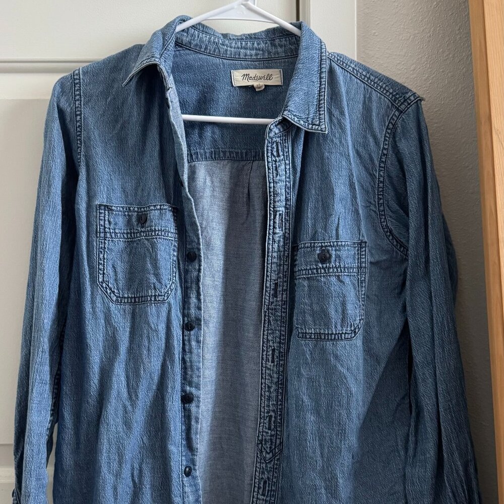 Madewell Chambray Women Denim Shirt Blue - Size XS-